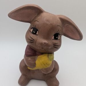 Lefton Brown and Yellow Bunny Sculpture